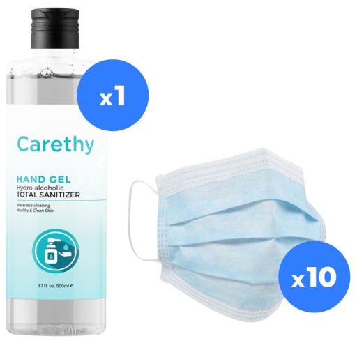 Pack 10 Masks + Hydroalcoholic Gel 500 ml