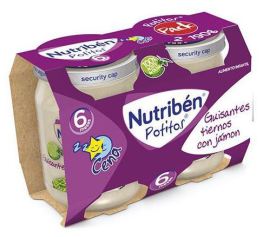 Nutrib&eacute;n Bipack Dinner Baby Food with Tender Peas and Ham 2x190 gr