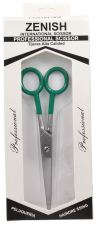Metal Silver Green Handle Scissors 7"