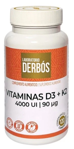 Derb&oacute;s Vitamins D3 + K2 4000 Ui 90 A&icirc;&oelig;g 120 Tablets