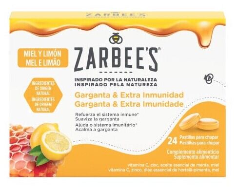 Zarbees Gargnt & Inmu Lemon Honey 24 Tablets