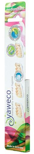 Yaweco Nature Hard Medium Toothbrush Replacement Parts, 4 Units
